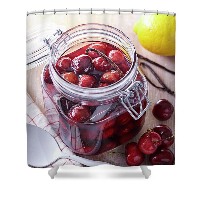 Cuisine At Home Shower Curtain featuring the photograph Maraschino Cherries by Cuisine at Home