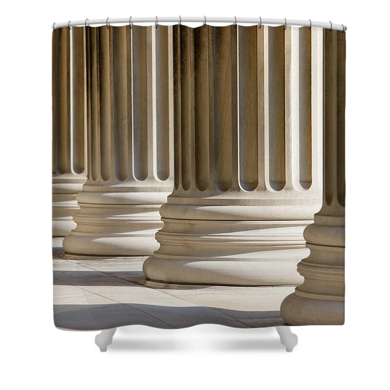 Shadow Shower Curtain featuring the photograph Marble Columns Vertical by Gmcoop