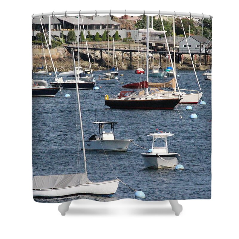 Boats Shower Curtain featuring the photograph Marblehead Life by Laura Smith