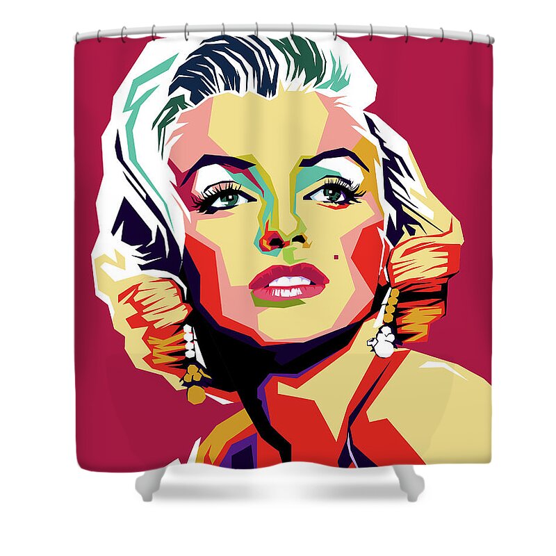 Marilyn Shower Curtain featuring the digital art Marilyn Monroe by Stars on Art