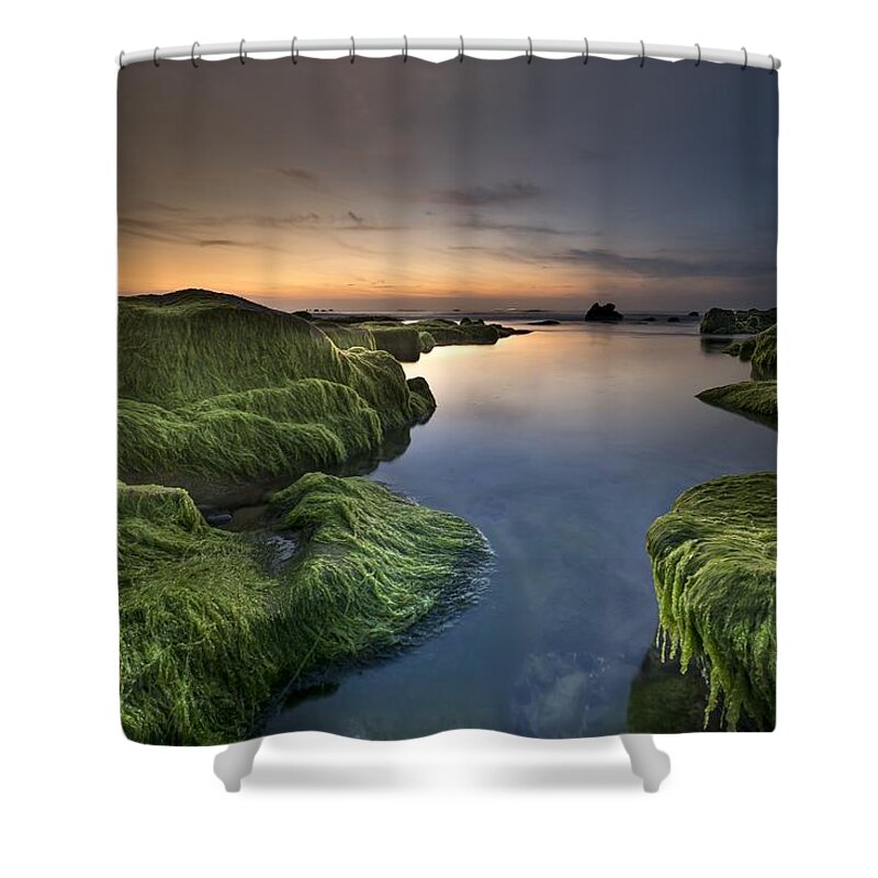  Shower Curtain featuring the photograph Marine sunset by Top Wallpapers