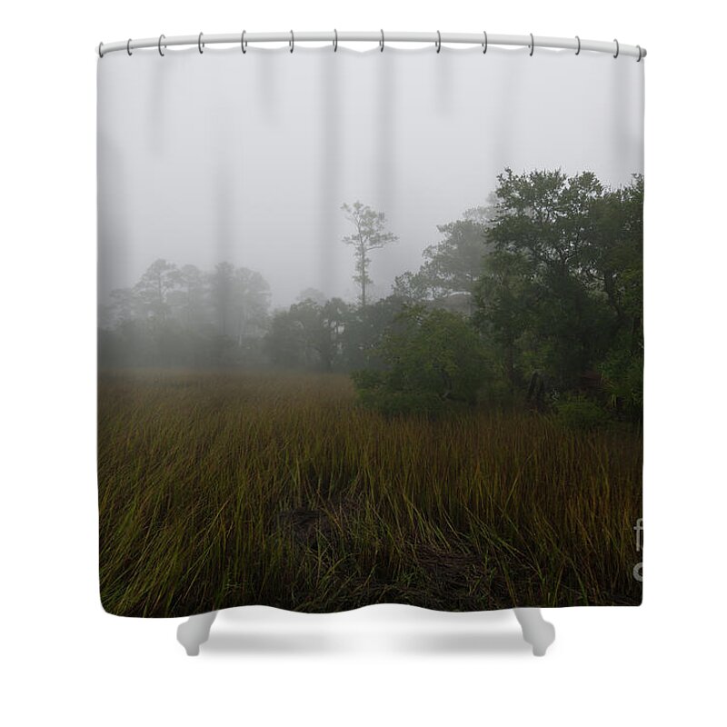 Fog Shower Curtain featuring the photograph Marsh Fog Gospel by Dale Powell