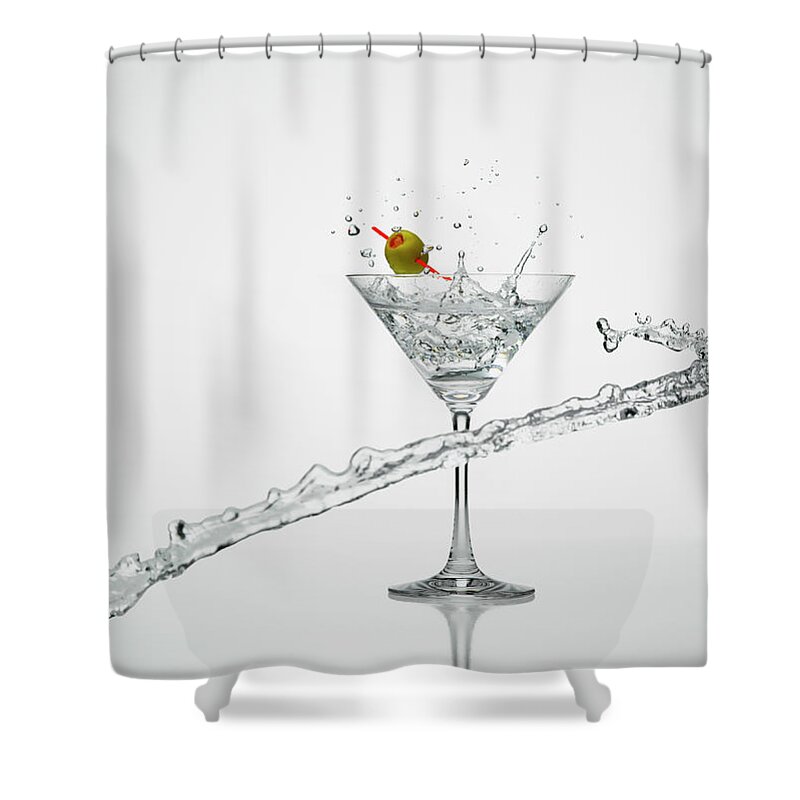 Martini Glass Shower Curtain featuring the photograph Martini Splash With Wave by Don Farrall