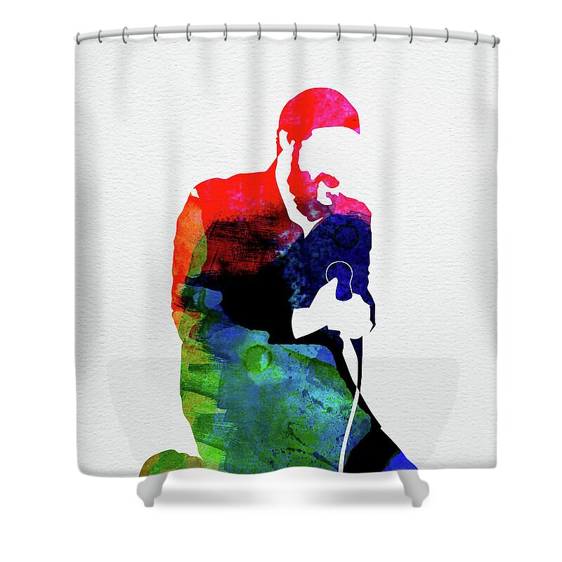 Marvin Gaye Shower Curtain featuring the mixed media Marvin Gaye Watercolor by Naxart Studio