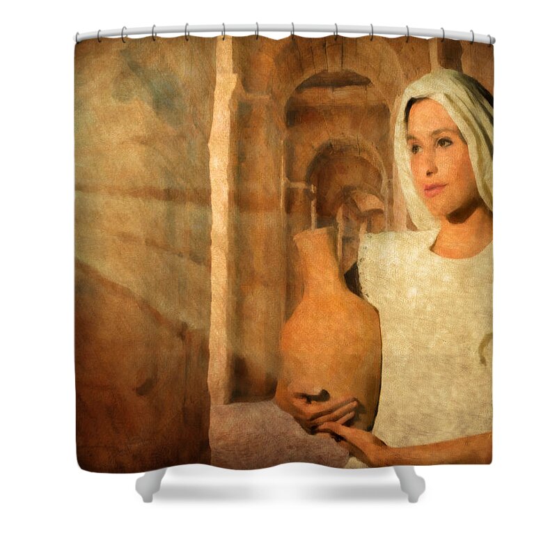Mary Shower Curtain featuring the digital art Mary by Mark Allen