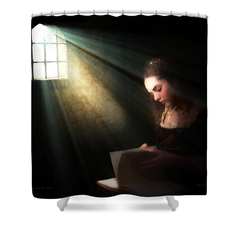 Monarch Shower Curtain featuring the digital art Mary, Queen Of Scots by Mark Allen