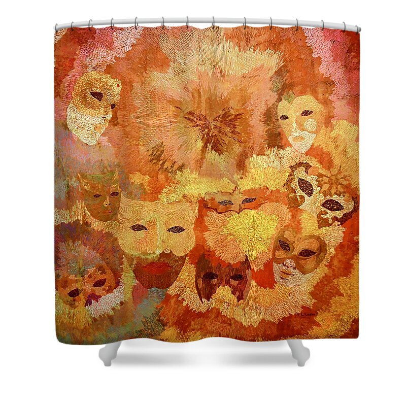 Masque Shower Curtain featuring the painting Masque by DLWhitson