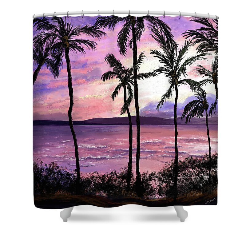 Hawaii Shower Curtain featuring the digital art Maui Palms by Susan Kinney