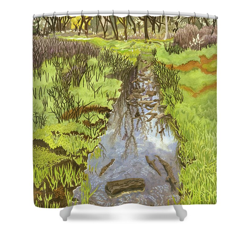 Water Shower Curtain featuring the painting May Day by Alice Ann Barnes