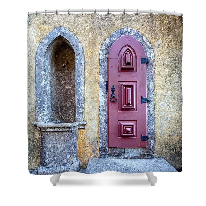 David Letts Shower Curtain featuring the photograph Medieval Red Door by David Letts