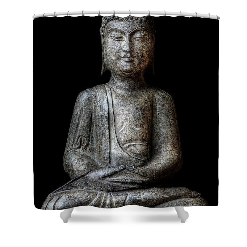 Statue Shower Curtain featuring the photograph Meditating Buddha by T.light