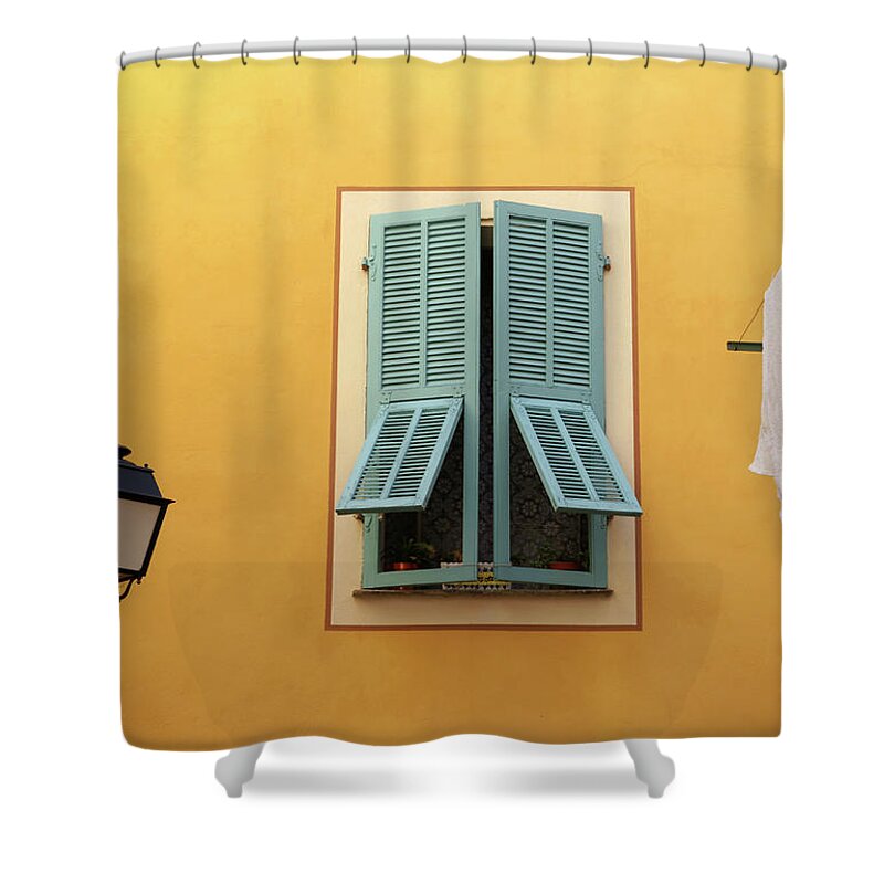 Orange Color Shower Curtain featuring the photograph Mediterranean Living by Davelongmedia