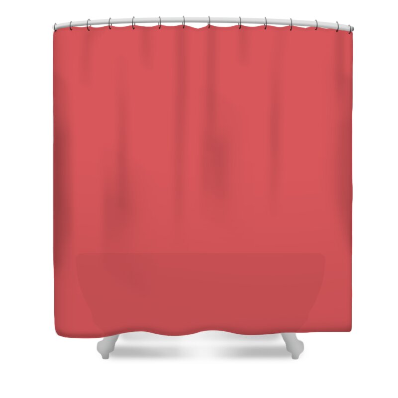Medium. Coral Shower Curtain featuring the digital art Medium Coral Solid Plain Color for Home Decor Pillows and Blanks by Delynn Addams
