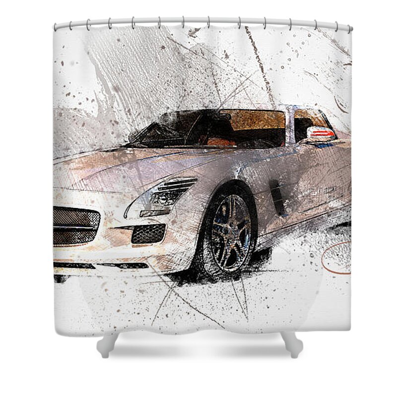 Auto Shower Curtain featuring the digital art Mercedes Benz by Rob Smith's