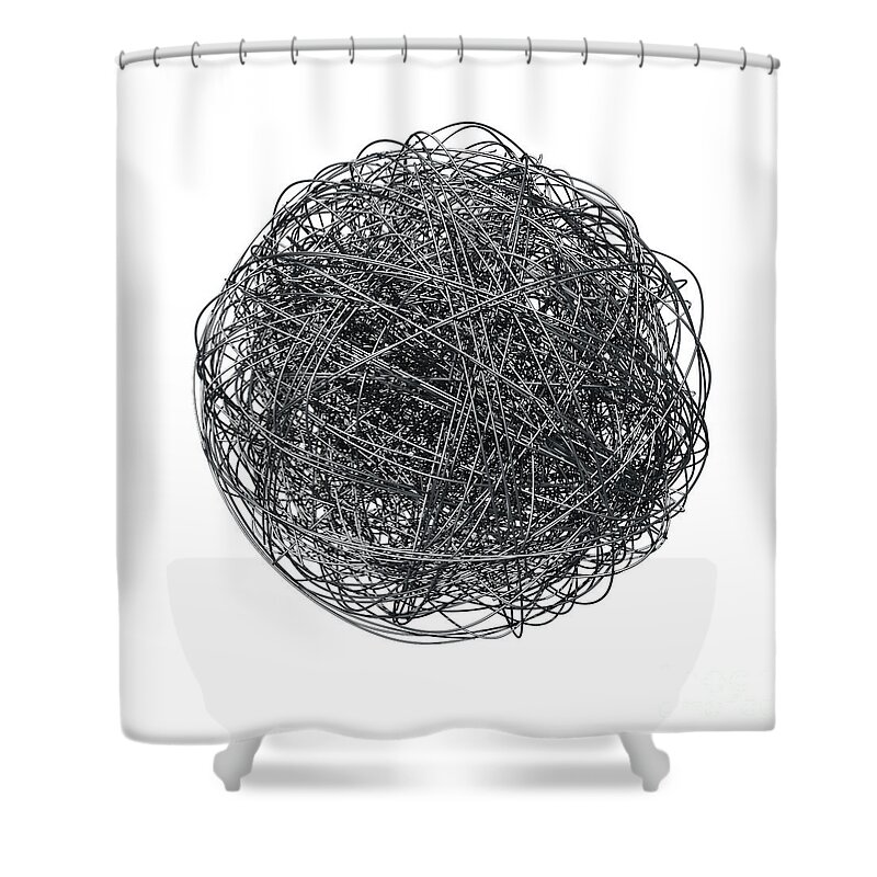 Rectangle Shower Curtain featuring the photograph Metal Wire Ball by Noctiluxx