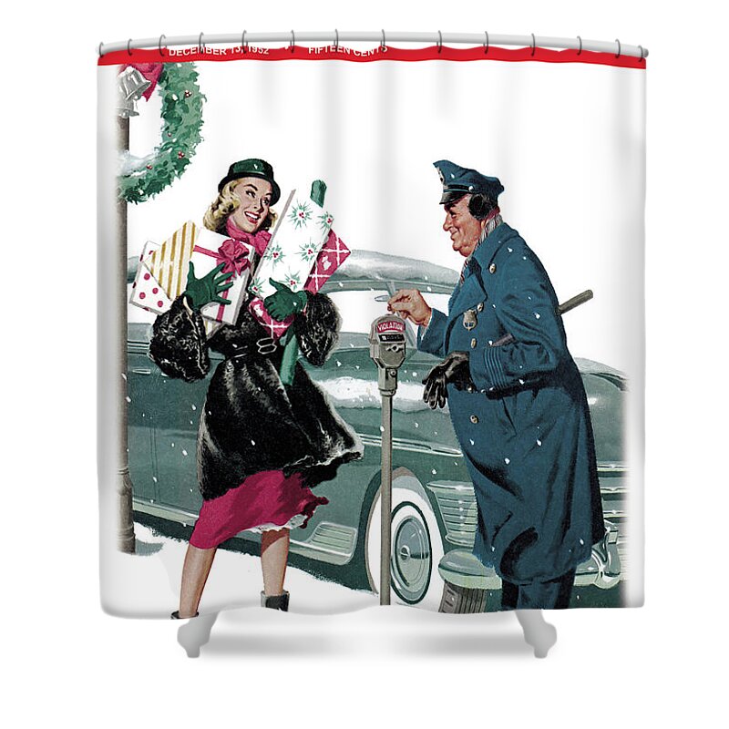Police Shower Curtain featuring the painting Meter Man by C. William Randall