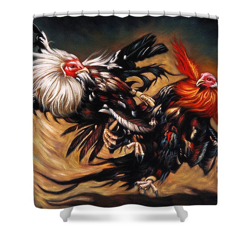 Mexican Cock fight rooster Shower Curtain by Jorge Torrones.