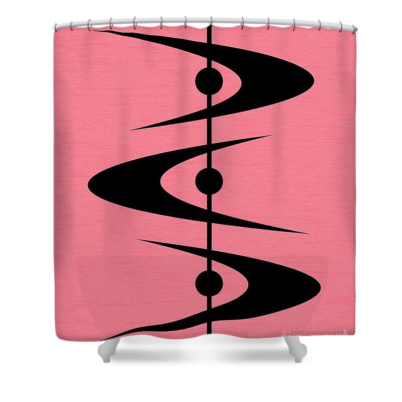  Shower Curtain featuring the digital art Mid Century Shapes 3 in Pink by Donna Mibus