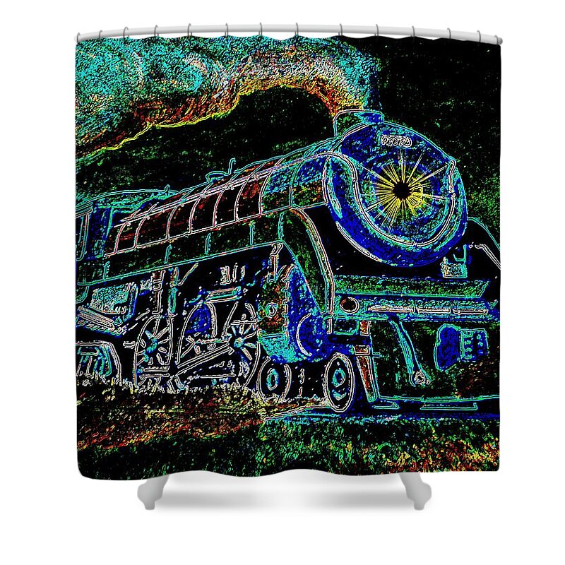 Trains Shower Curtain featuring the digital art Midnight Express by Pj LockhArt