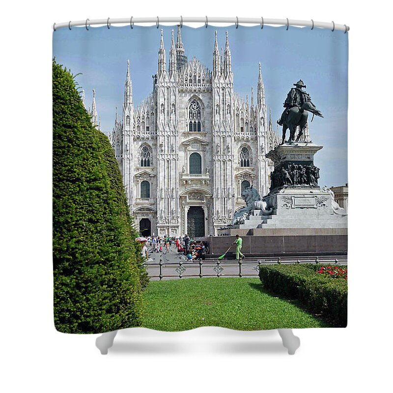 Tranquility Shower Curtain featuring the photograph Milan Cathedral by Rosmarie Wirz