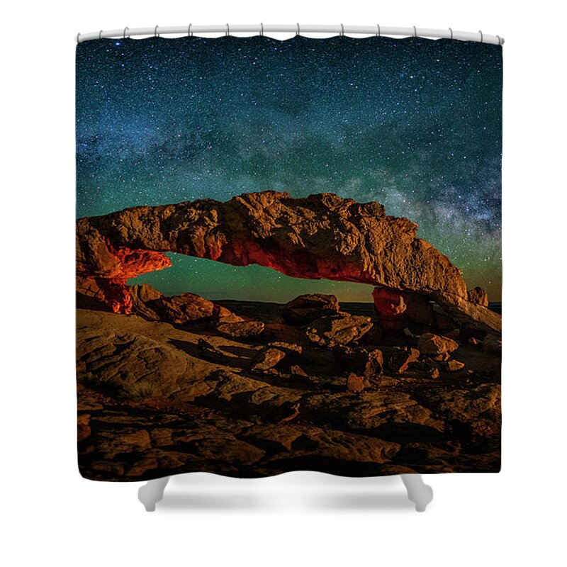 Milky Way Shower Curtain featuring the photograph Milky Way Arch in Escalante by Michael Ash