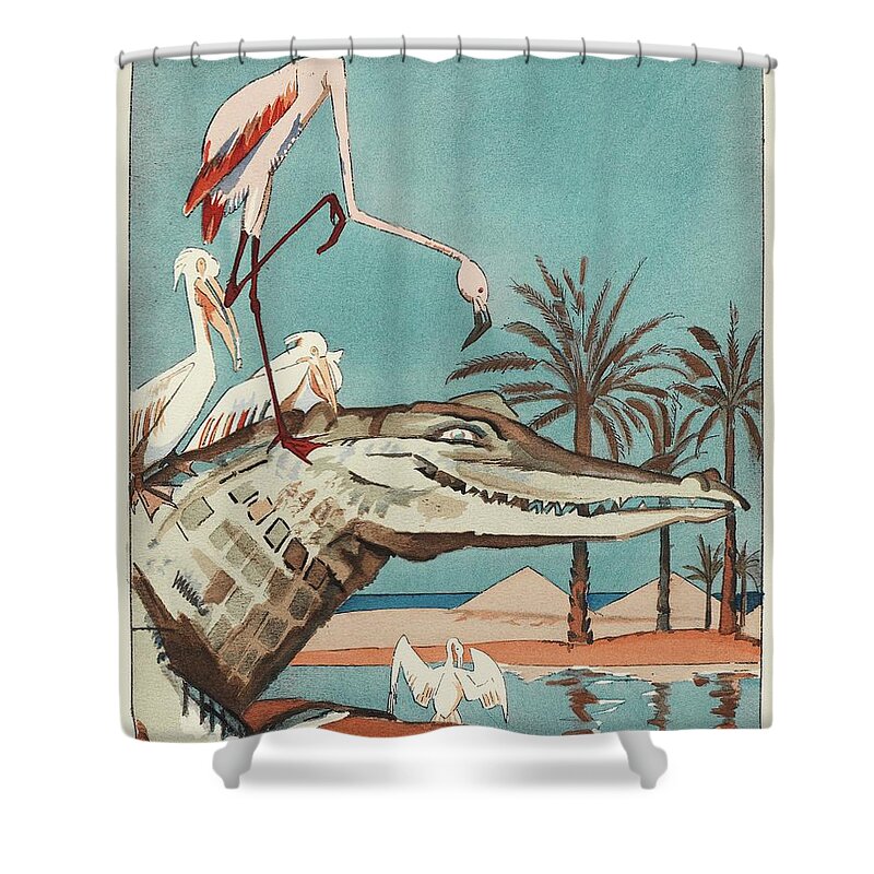 Crocodile Shower Curtain featuring the painting Mille, Douze Histoires De Betes by Alfred Le Petit