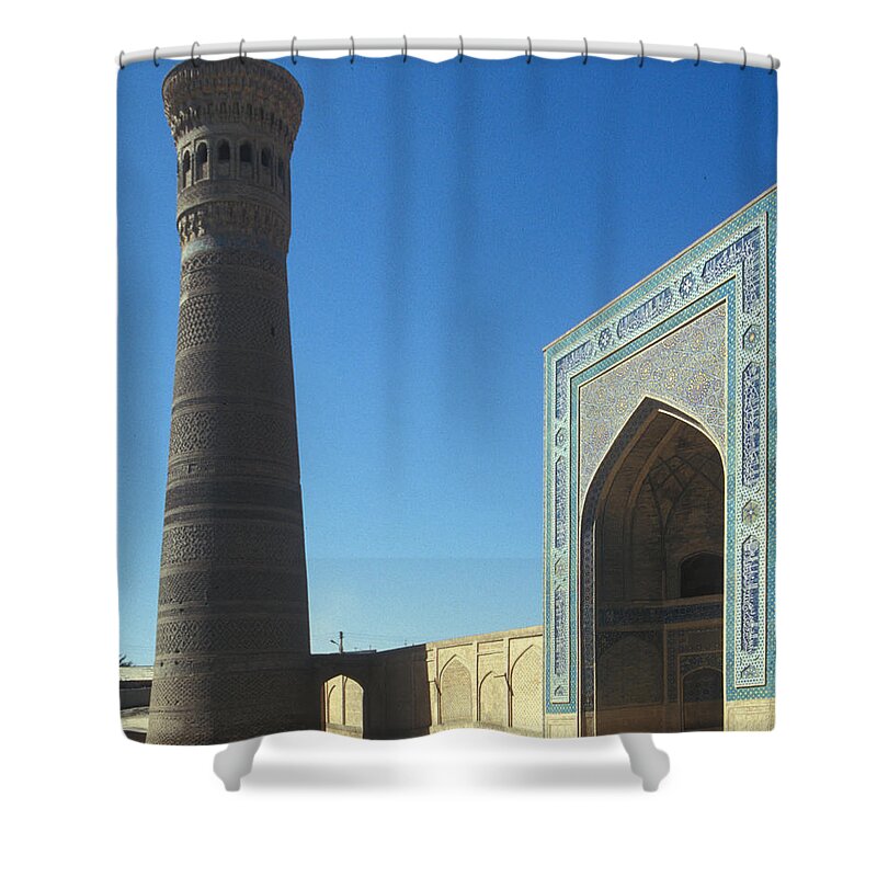 Tranquility Shower Curtain featuring the photograph Minaret. Islamic Mosque Uzbekistan by Richard Mcmanus