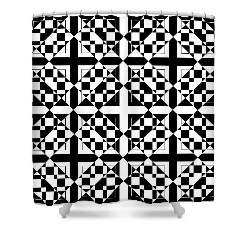 Black & White Shower Curtain featuring the digital art Mind Games 71 se by Mike McGlothlen