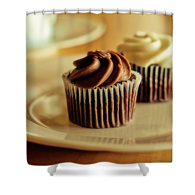 Vanilla Shower Curtain featuring the photograph Mini Cupcakes by Steven Brisson Photography