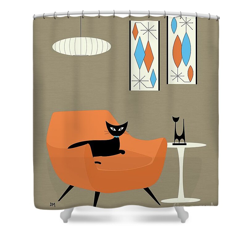  Shower Curtain featuring the digital art Mini Gravel Art Orange Chair by Donna Mibus