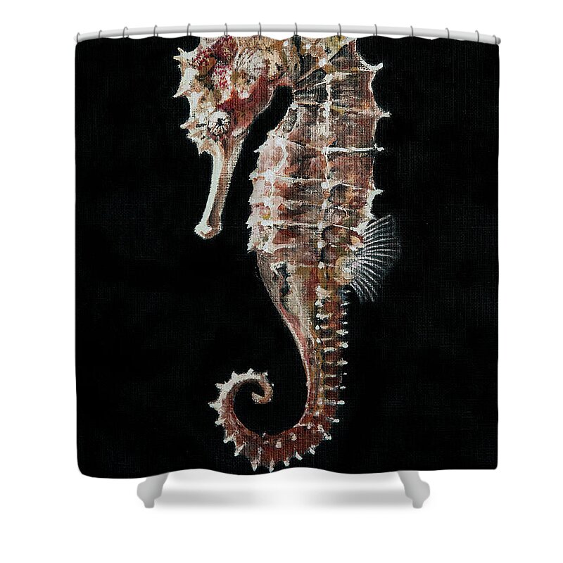 Seahorse Shower Curtain featuring the painting Mini Steed by Shelly Wilkerson