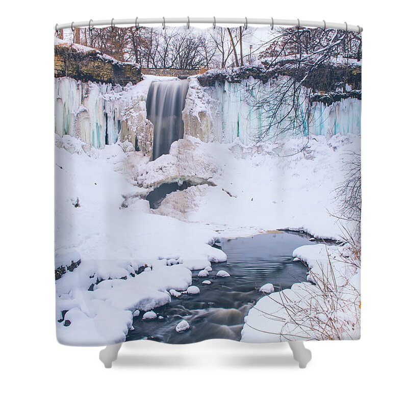 Minneapolis Shower Curtain featuring the photograph Minnehaha Falls in the winter by Jay Smith