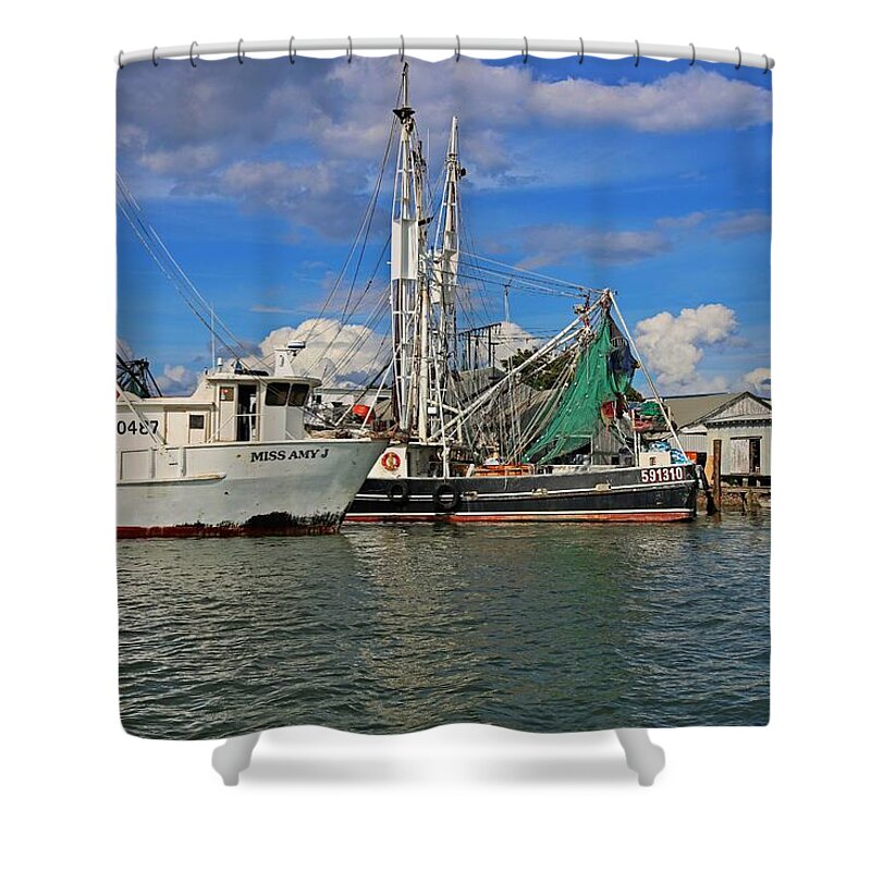Boat Shower Curtain featuring the photograph Miss Amy J by Michiale Schneider