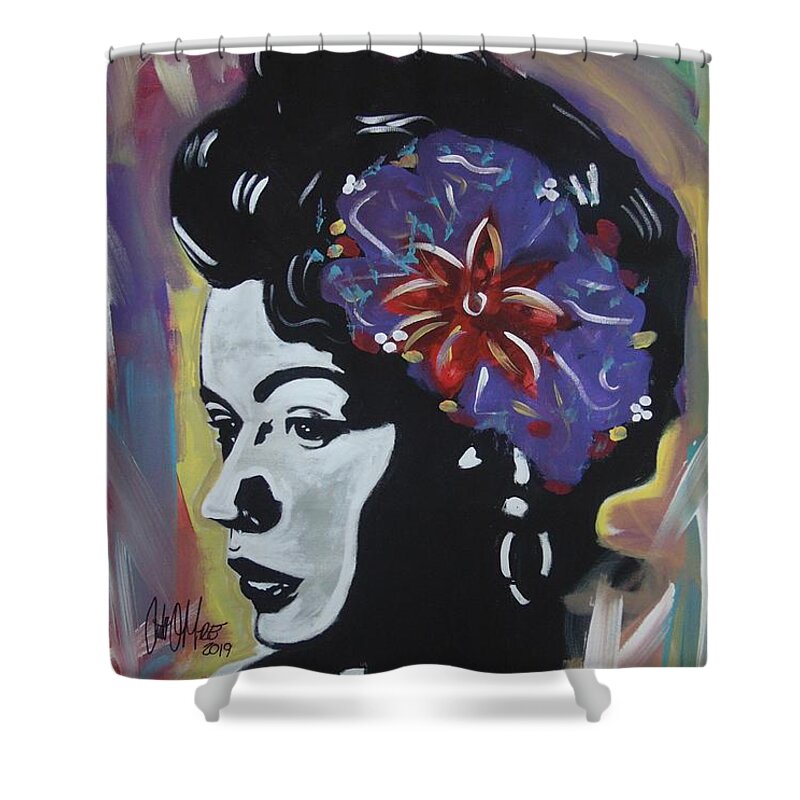 Billie Holiday Shower Curtain featuring the painting Miss Holiday by Antonio Moore