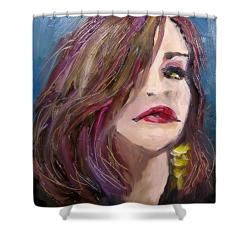 Portrait Shower Curtain featuring the painting Miss M by Barbara O'Toole