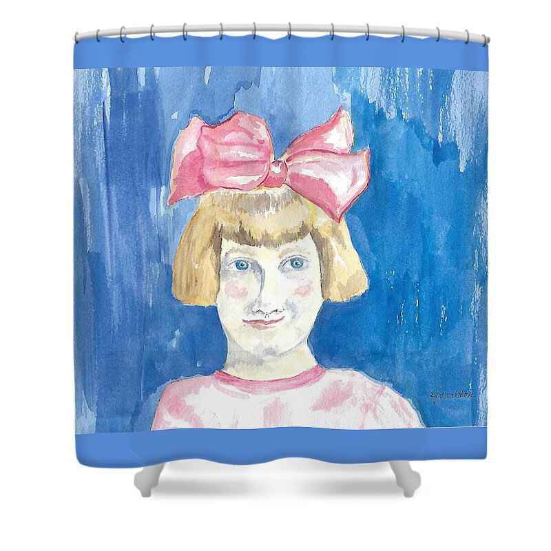 Portrait Shower Curtain featuring the painting Miss Mischief by Claudette Carlton