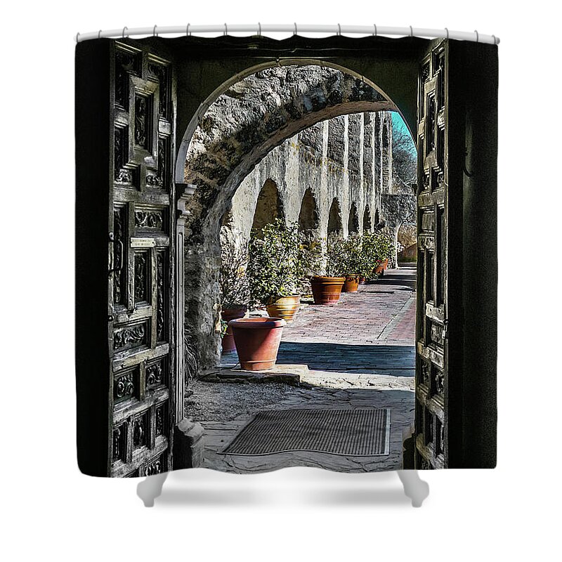 Mission San Jose Shower Curtain featuring the photograph Mission San Jose View by David Meznarich