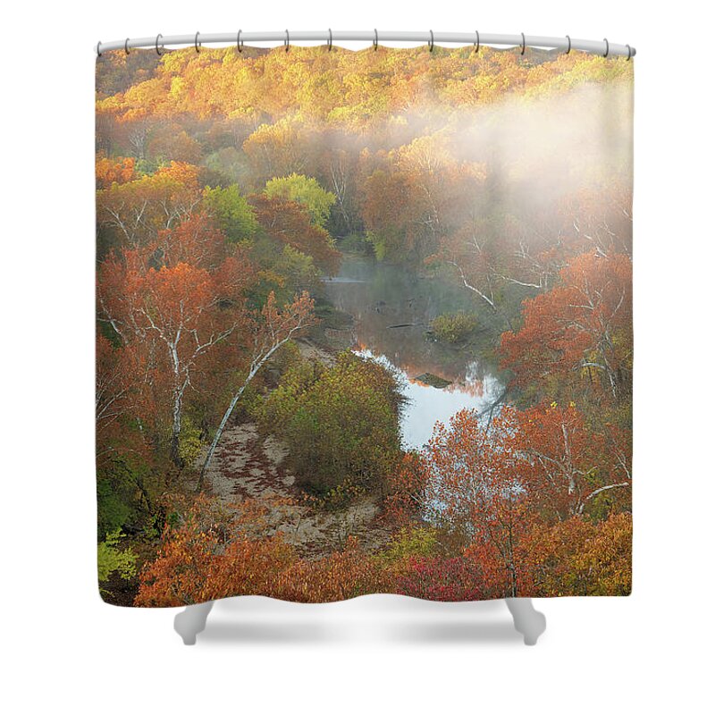 Mist Shower Curtain featuring the photograph Mist over the Little Niangua by Robert Charity