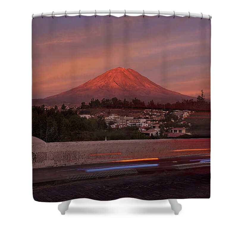 Arequipa Shower Curtain featuring the photograph Misti Volcano in Arequipa, Peru, South America by Sam Antonio