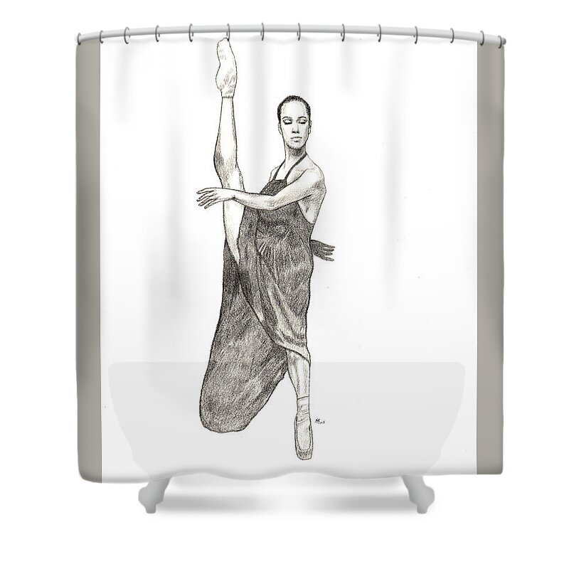 Dancer Shower Curtain featuring the drawing Misty Ballerina Dancer by Lee McCormick
