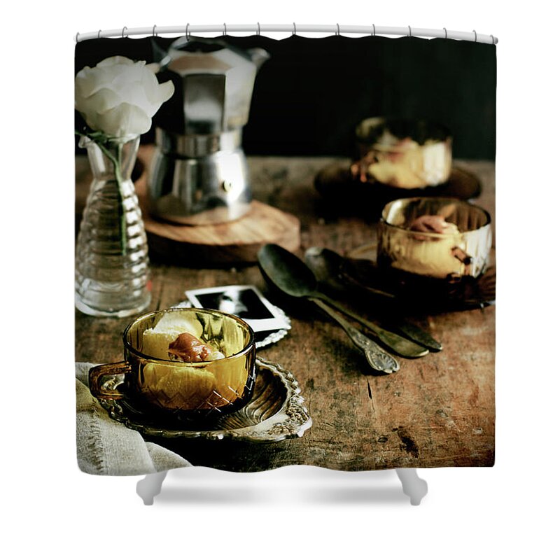 Spoon Shower Curtain featuring the photograph Mocha Caramel Ice Cream by 200