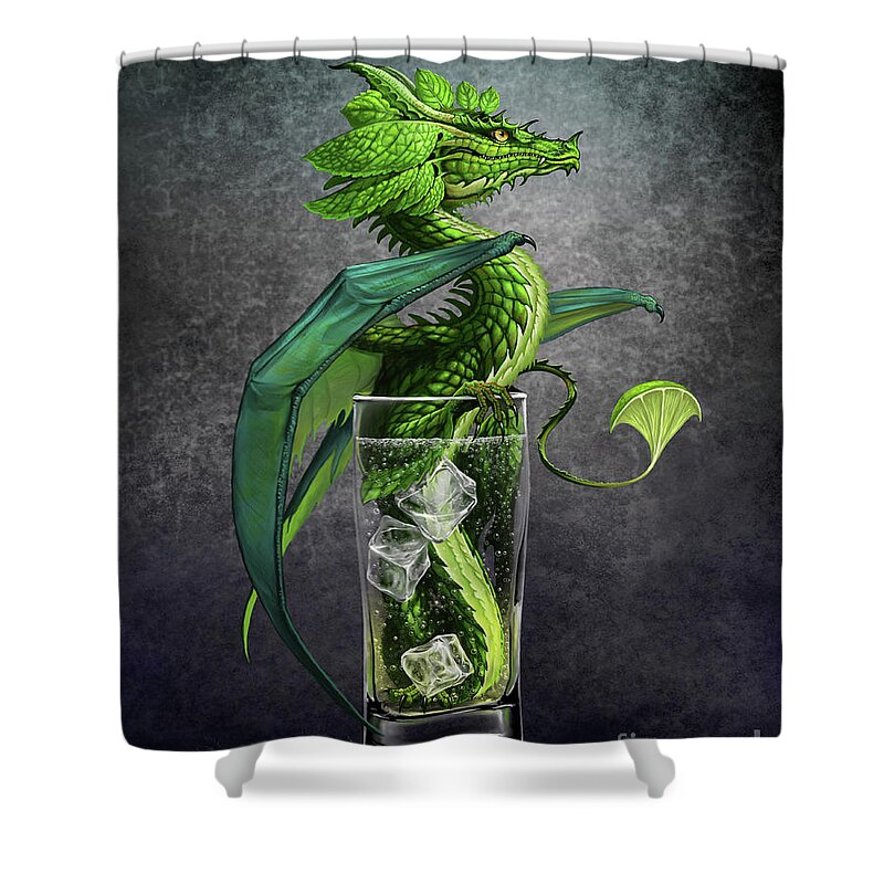 Mojito Shower Curtain featuring the digital art Mojito Dragon by Stanley Morrison