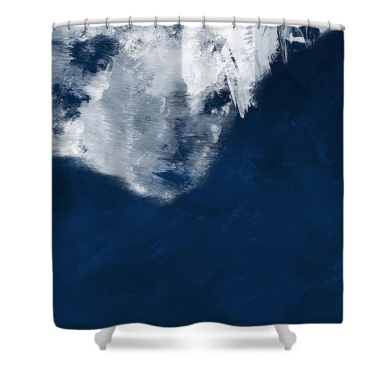 Blue Shower Curtain featuring the painting Moment In Blue- Art by Linda Woods by Linda Woods