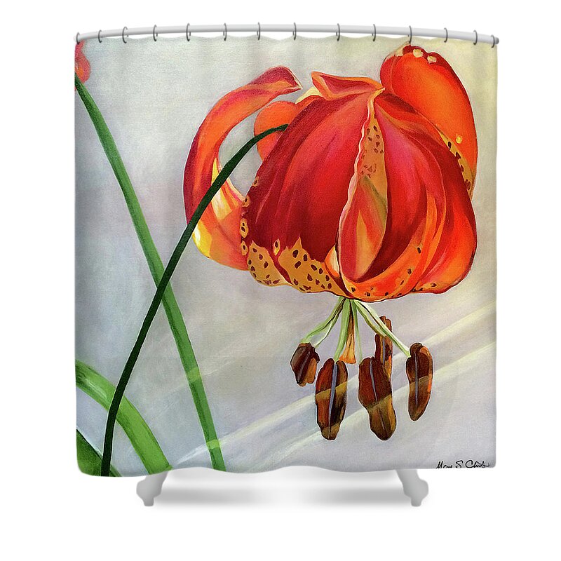 Painting Shower Curtain featuring the painting Moment in the Sun - Lily by Mary Chant