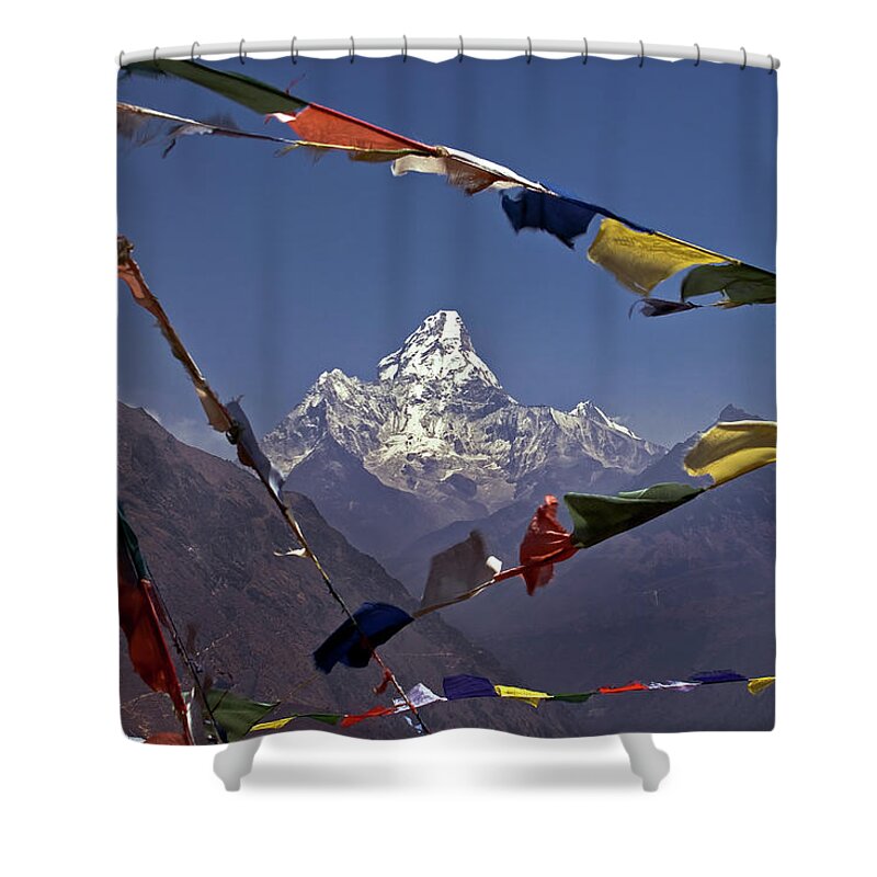 Tranquility Shower Curtain featuring the photograph Mong & Ama Dablam by Foto Pietro Columba