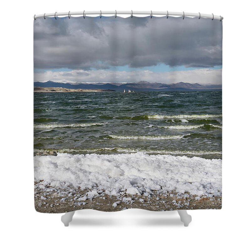 Mono Lake Shower Curtain featuring the photograph Mono Lake Stormy Winter by Kathleen Bishop
