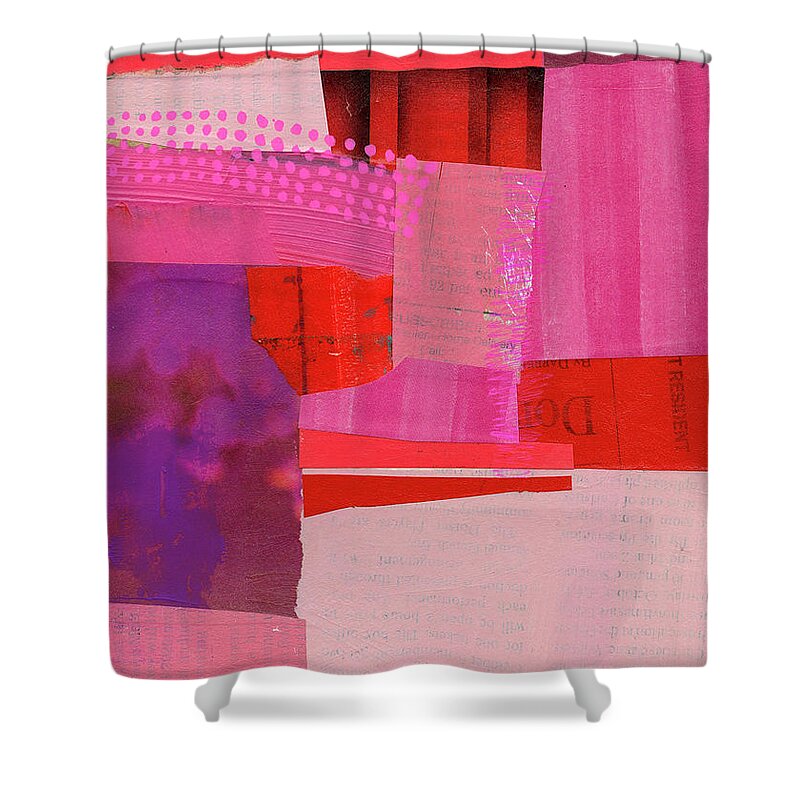 Abstract Art Shower Curtain featuring the painting Monochrome Pink #2 by Jane Davies