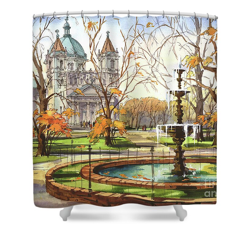 Autumn Shower Curtain featuring the photograph Monroe Park by Maria Rabinky