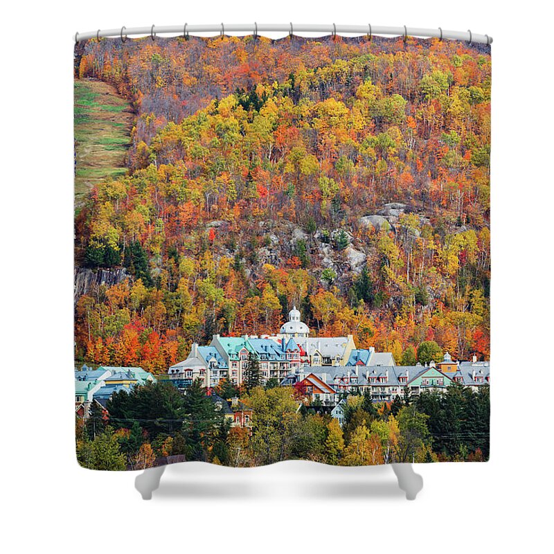 Built Structure Shower Curtain featuring the photograph Mont Tremblant Village In Autumn by Ken Gillespie / Design Pics
