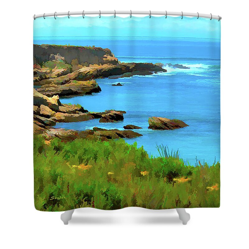 Montana De Oro State Park Watercolor Shower Curtain featuring the digital art Montana de Oro State Park Watercolor by Floyd Snyder